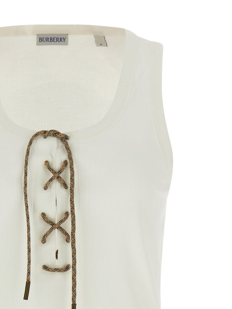 Burberry White Cotton Tank Tops