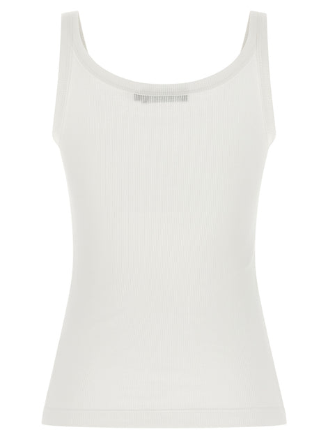 Dolce & Gabbana White Cotton Sleeveles T-Shirt
