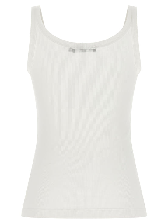 Dolce & Gabbana White Cotton Sleeveles T-Shirt