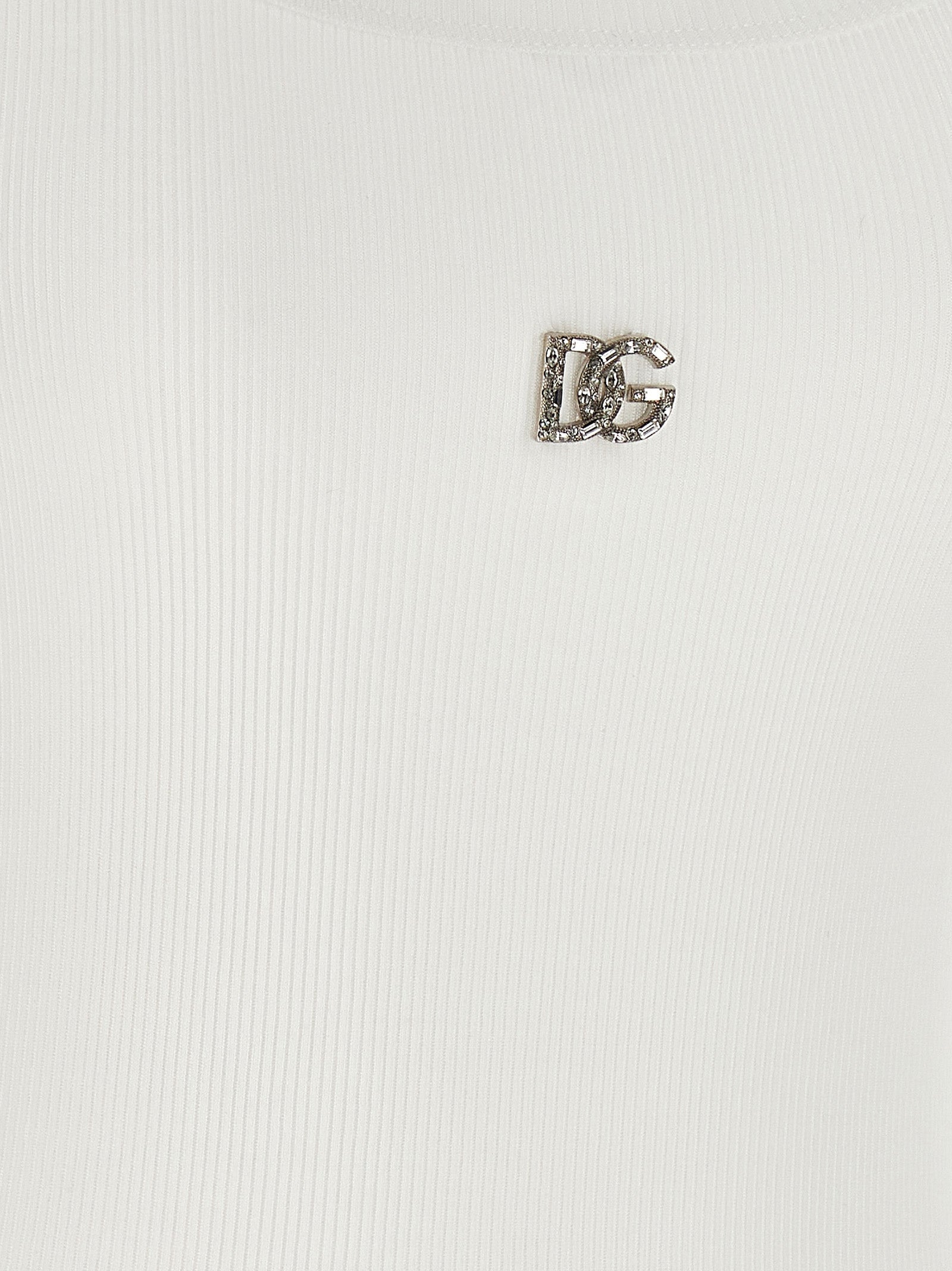 Dolce & Gabbana White Cotton Sleeveles T-Shirt