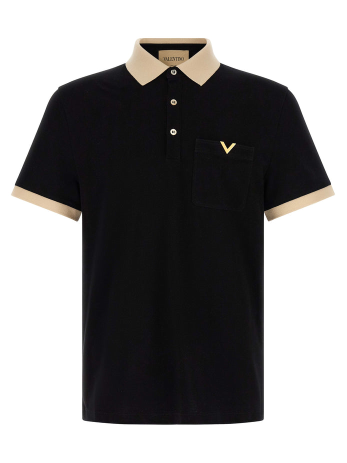 Valentino Garavani Bicolor Cotton Polo Shirt