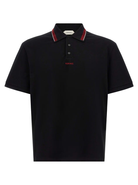Versace Black Cotton Polo Shirt
