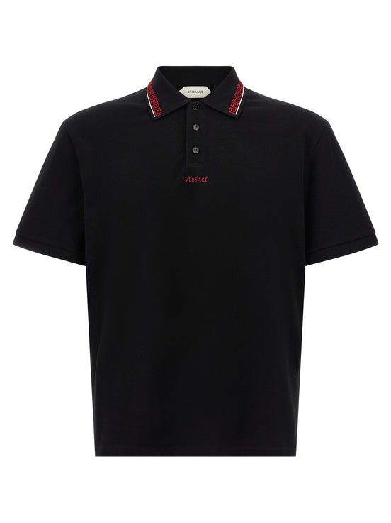 Versace Black Cotton Polo Shirt