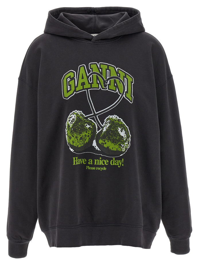 Ganni Gray Organic Cotton Hoodie