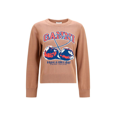 Ganni Beige Cotton Sweatshirt