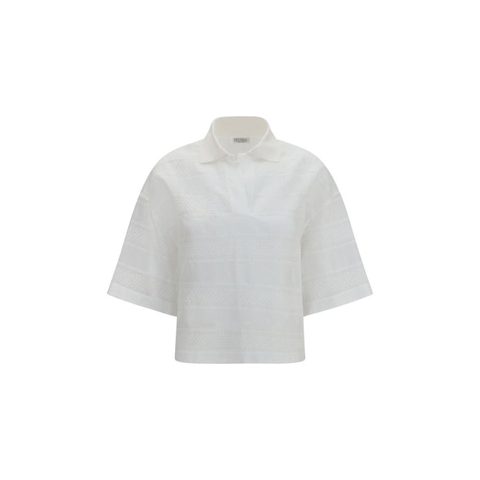 Brunello Cucinelli White Cotton Polo Shirt