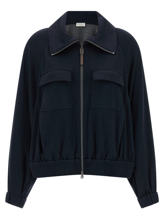 Brunello Cucinelli Blue Cotton Bomber