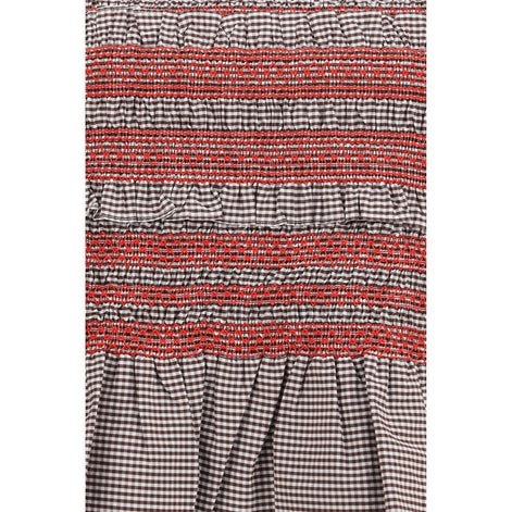 Ganni Brown Cotton Sleeveles T-Shirt