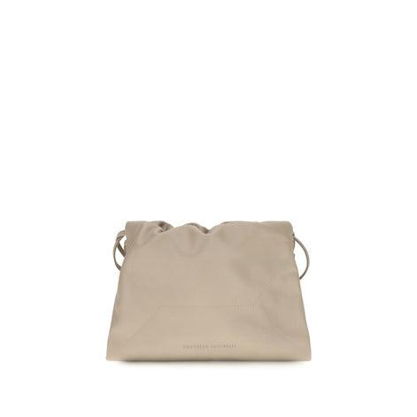 Brunello Cucinelli Beige Calf Leather Bos Taurus Shoulder Bag