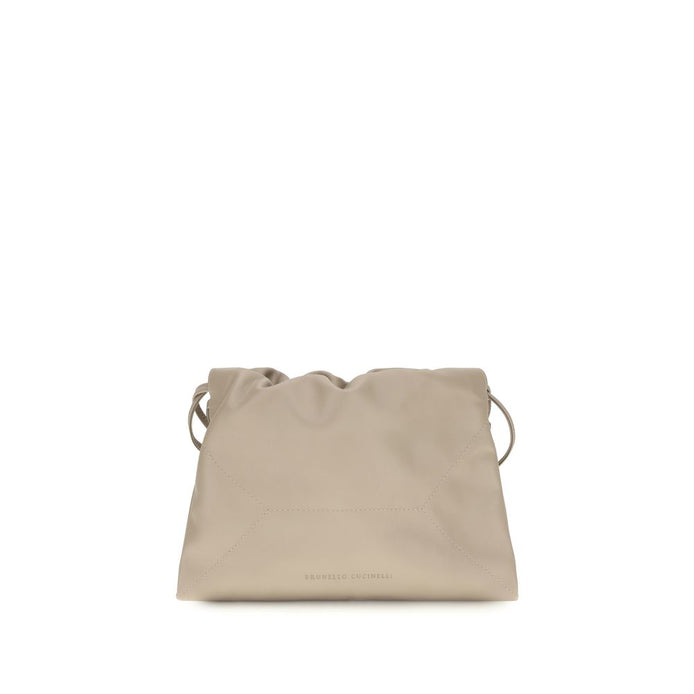 Brunello Cucinelli Beige Calf Leather Bos Taurus Shoulder Bag