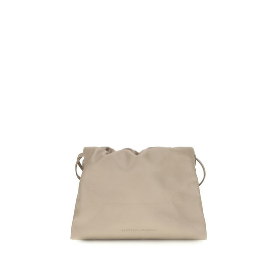 Brunello Cucinelli Beige Calf Leather Bos Taurus Shoulder Bag