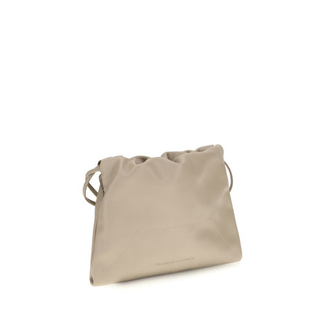 Brunello Cucinelli Beige Calf Leather Bos Taurus Shoulder Bag