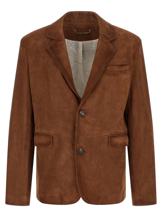 Golden Goose Brown Lamb Leather Leather Jacket