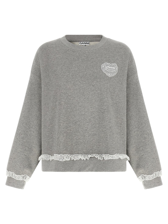 Ganni Gray Organic Cotton Sweatshirt