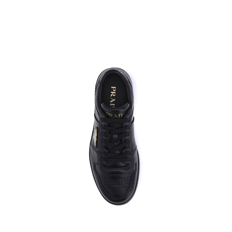 Prada Black Calf Leather Bos Taurus Low Top Sneakers