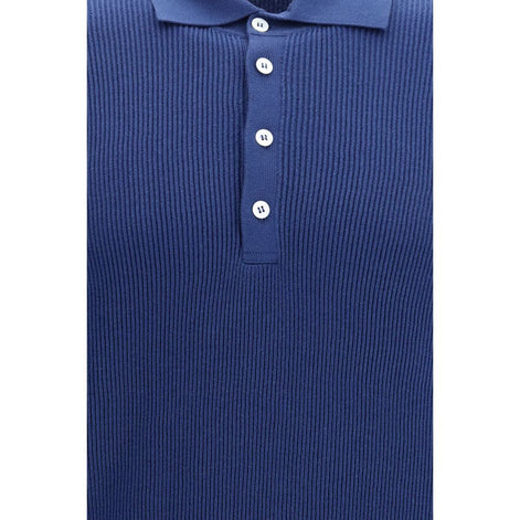 Brunello Cucinelli Blue Cotton Polo Shirt