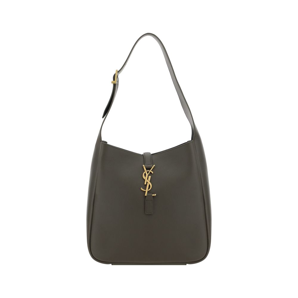 Saint Laurent Le 5 À 7 Supple small Gray Leather Shoulder Bag
