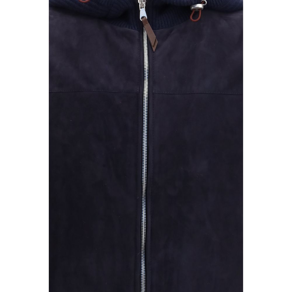 Brunello Cucinelli Blue Wool Oves Aries Shell Jacket