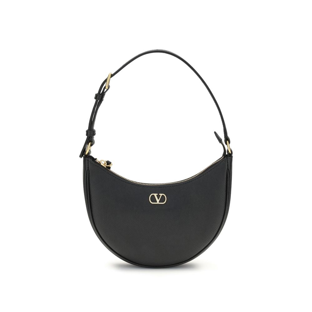 Valentino Garavani VLogo Signature mini Hobo Black Leather Shoulder Bag