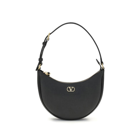 Valentino Garavani VLogo Signature mini Hobo Black Leather Shoulder Bag