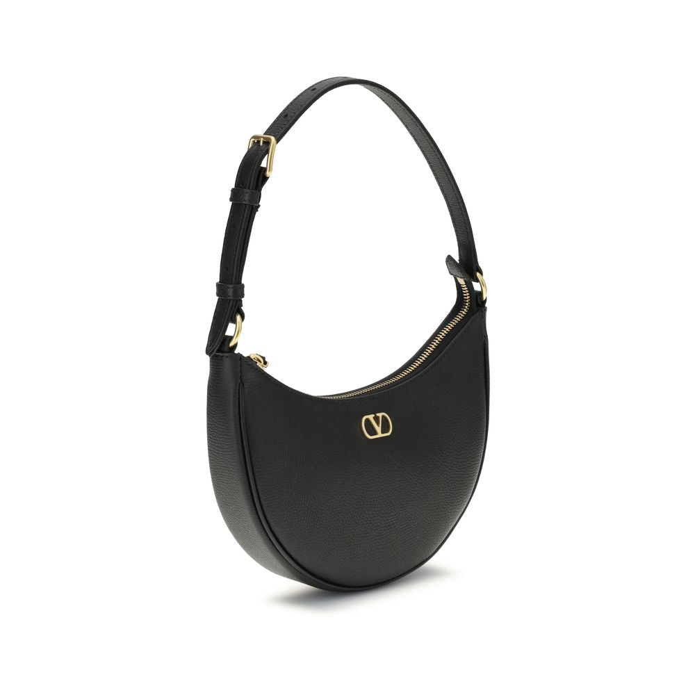 Valentino Garavani VLogo Signature mini Hobo Black Leather Shoulder Bag