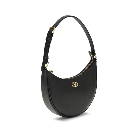 Valentino Garavani VLogo Signature mini Hobo Black Leather Shoulder Bag