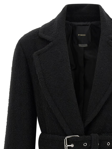PINKO Black Polyester Coat