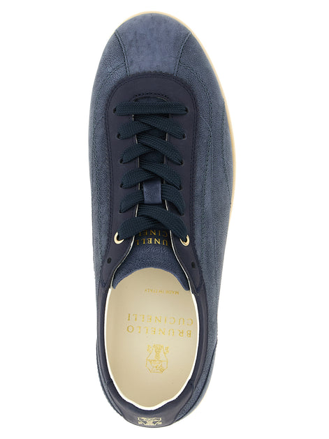 Brunello Cucinelli Blue Calfskin Low Top Sneakers