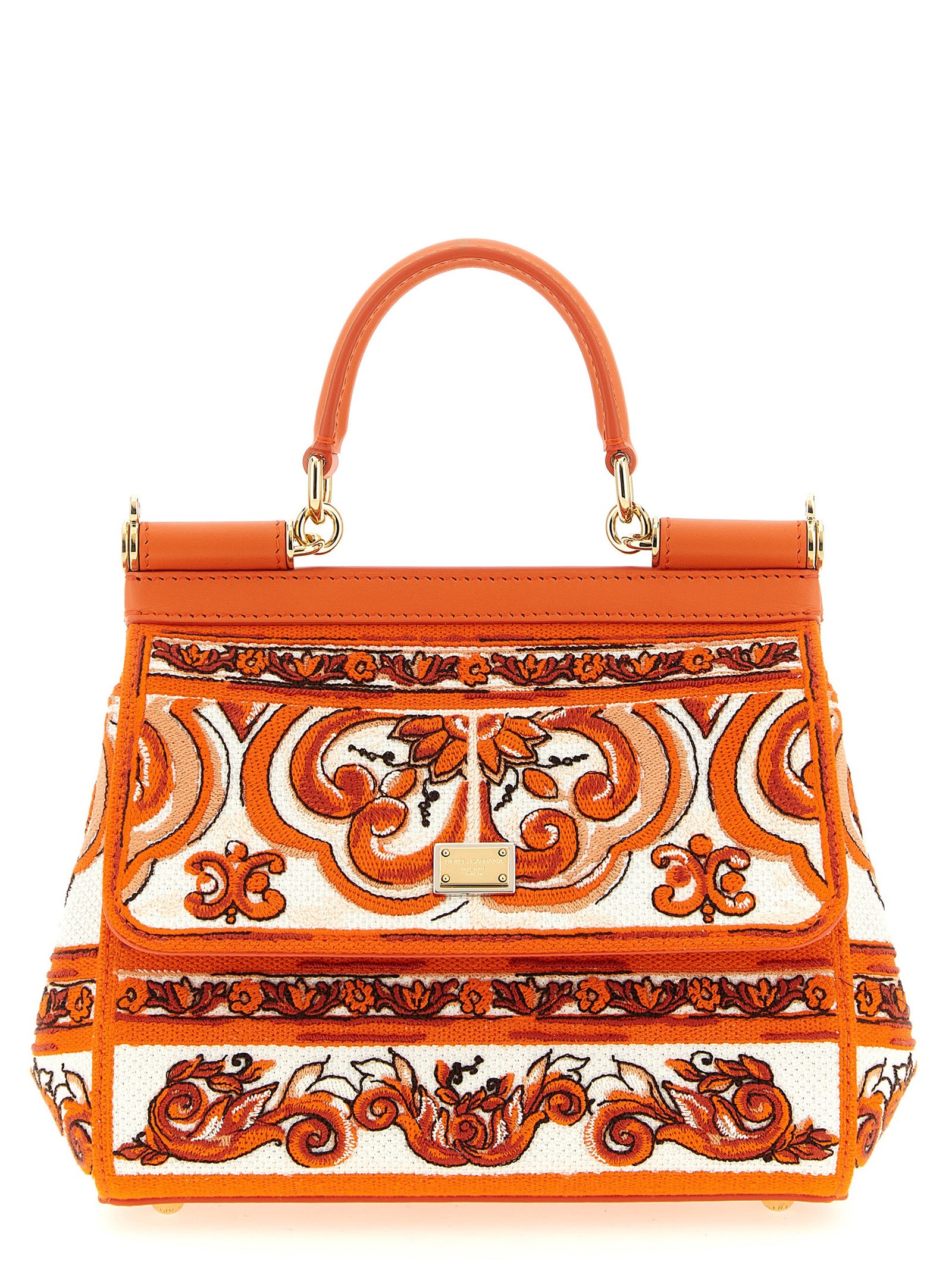Dolce & Gabbana Sicily Orange Cotton Handbag