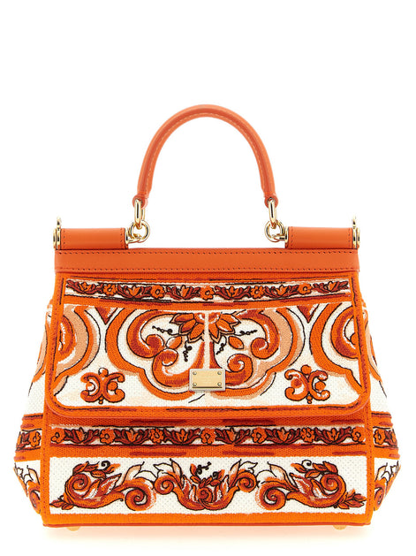 Dolce & Gabbana Sicily Orange Cotton Handbag