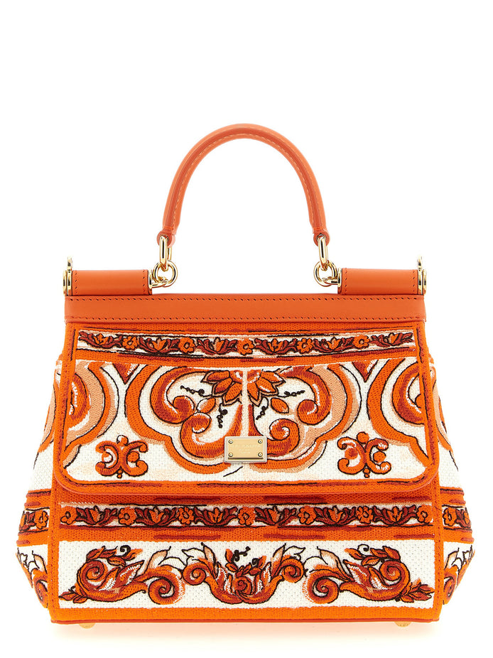 Dolce & Gabbana Sicily Orange Cotton Handbag