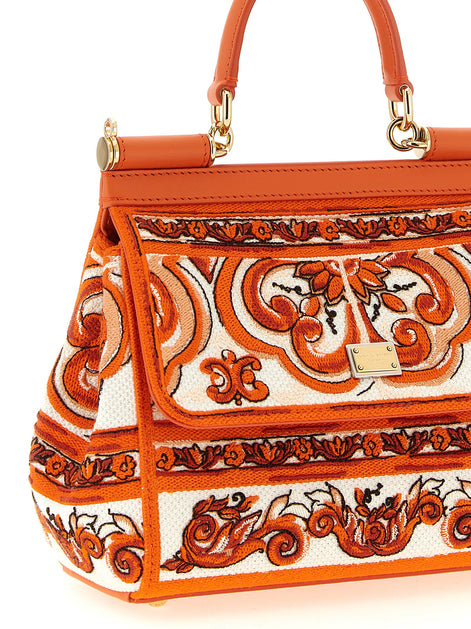 Dolce & Gabbana Sicily Orange Cotton Handbag