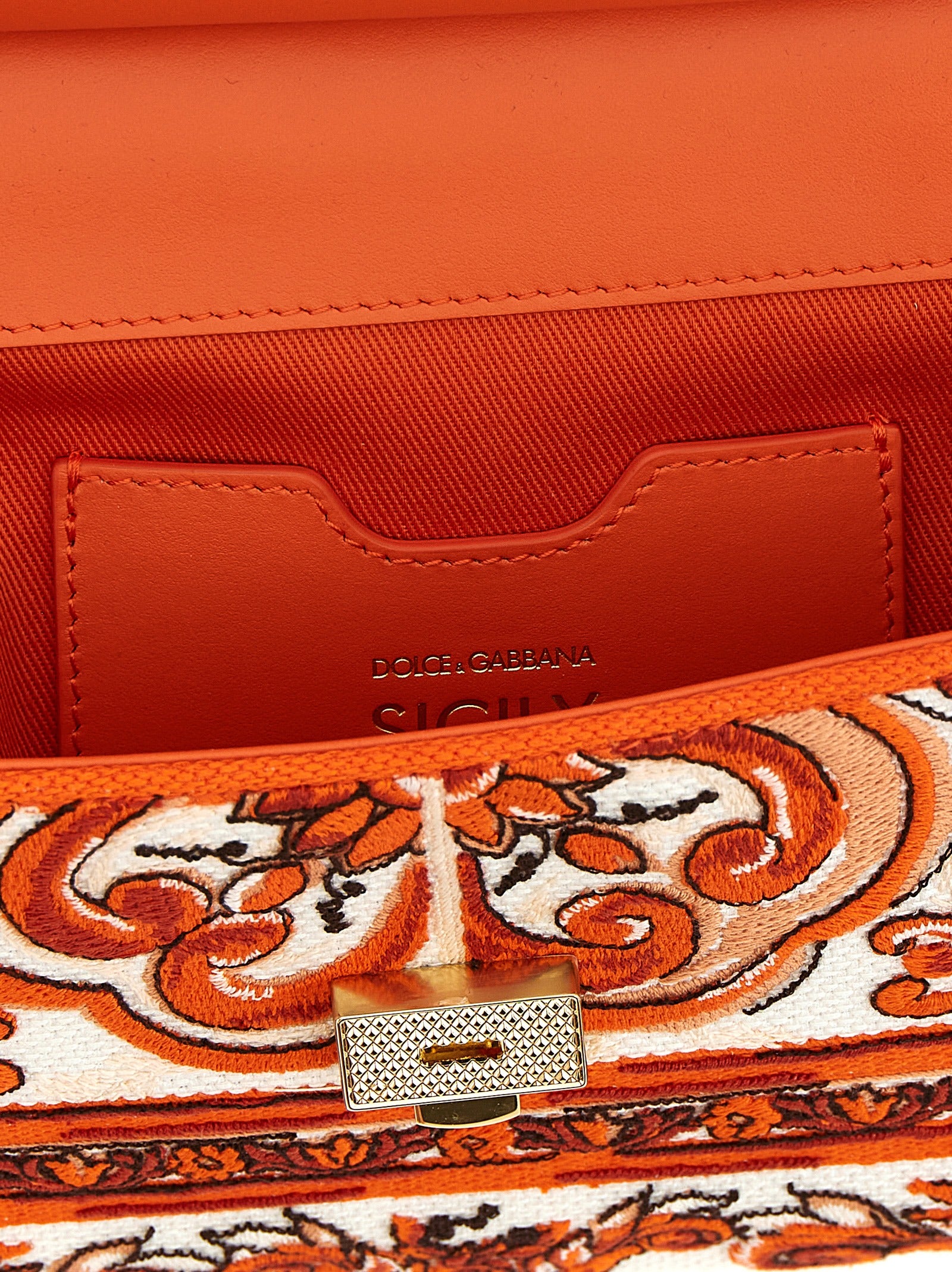 Dolce & Gabbana Sicily Orange Cotton Handbag