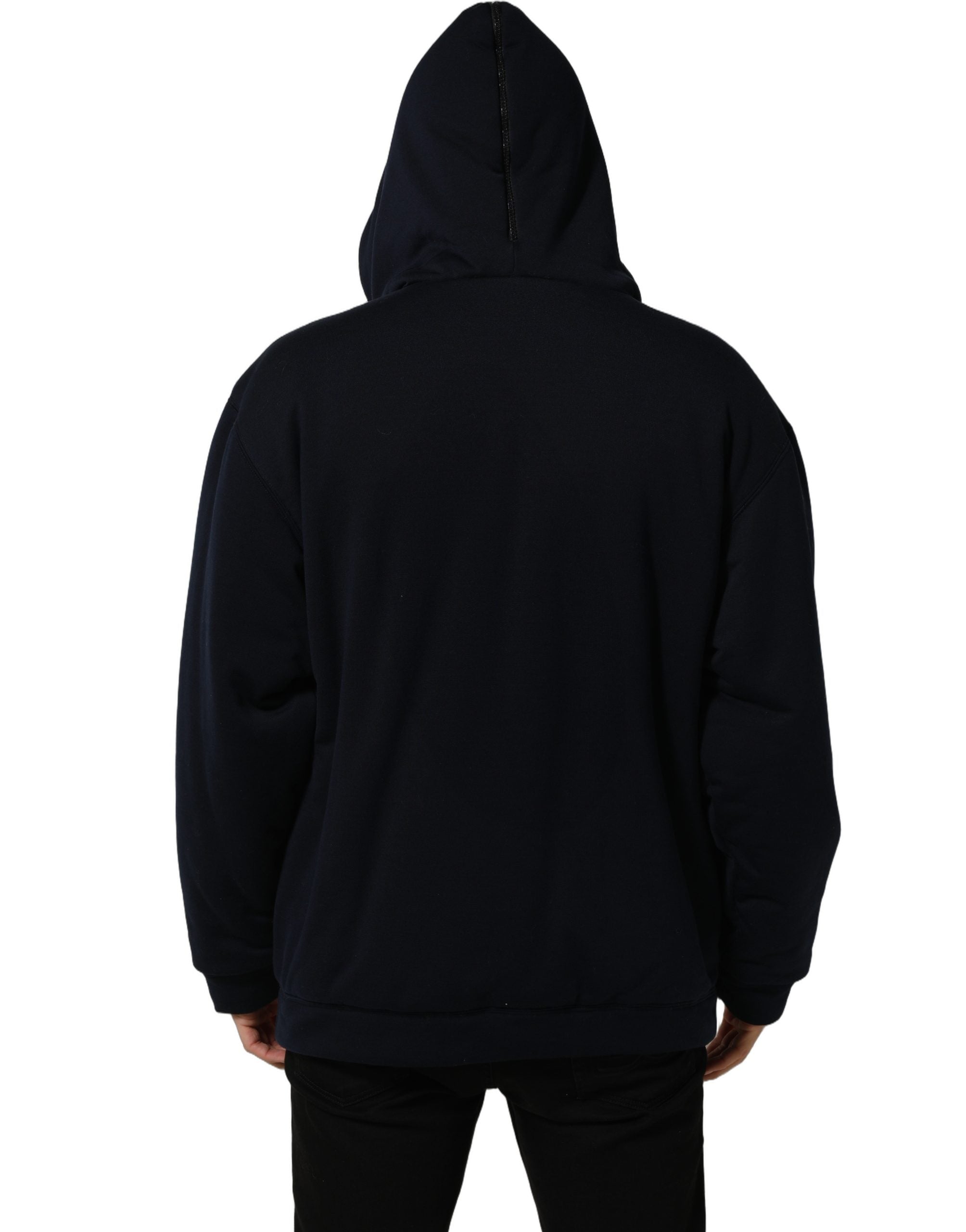 Dolce & Gabbana Black Cotton Full Zip Hooded Bomber Jacket