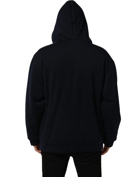 Dolce & Gabbana Black Cotton Full Zip Hooded Bomber Jacket