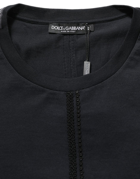 Dolce & Gabbana Dark Blue Cotton Round Neck Pullover Sweater