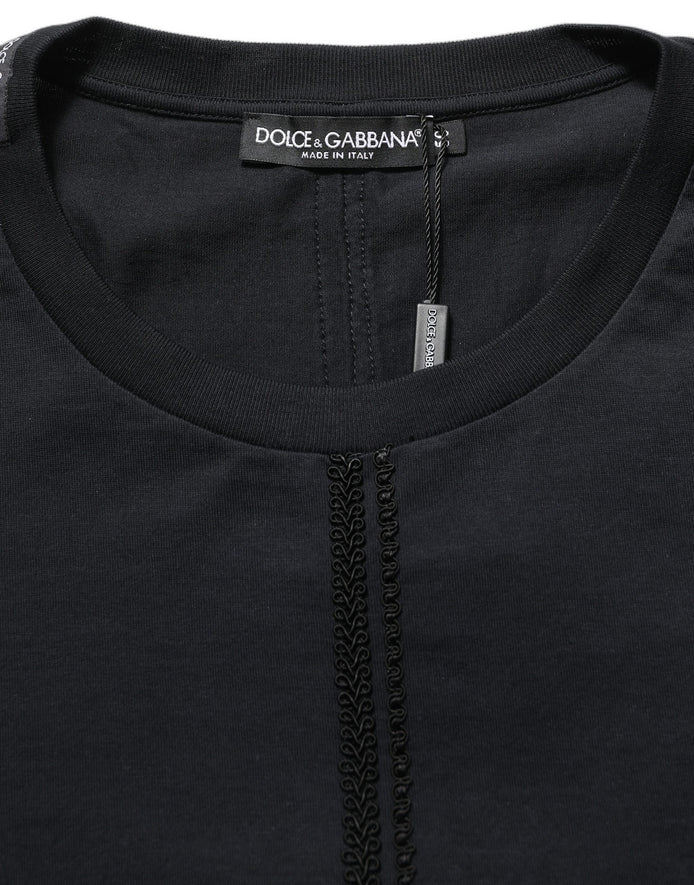 Dolce & Gabbana Dark Blue Cotton Round Neck Pullover Sweater