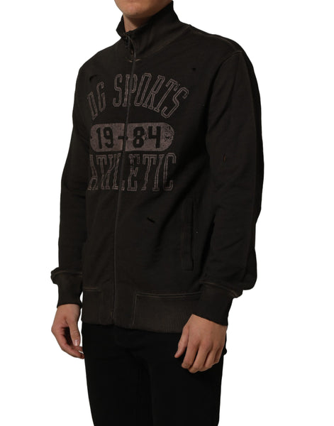 Dolce & Gabbana Brown Logo Print Full Zip Sweatshirt Sweater