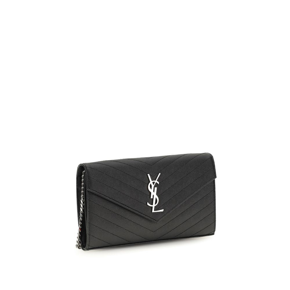Saint Laurent Chain Black Leather Wallet