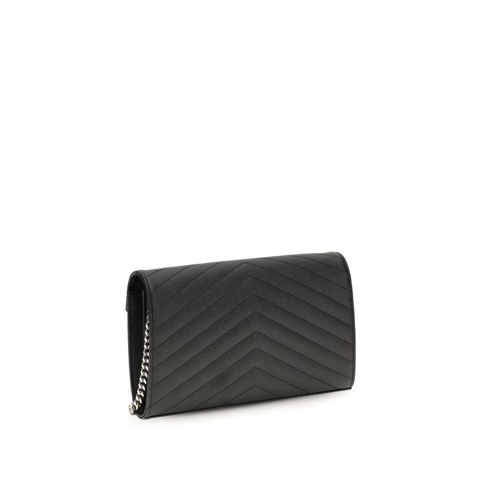 Saint Laurent Chain Black Leather Wallet