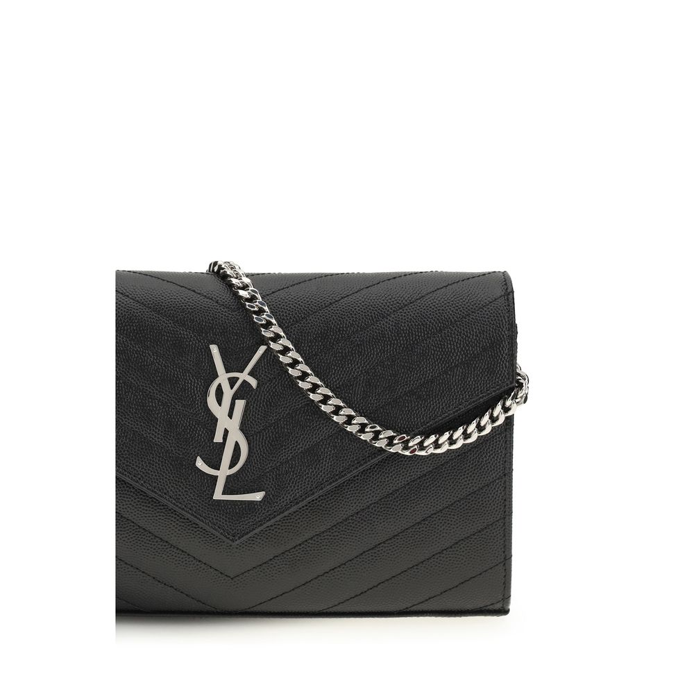 Saint Laurent Chain Black Leather Wallet