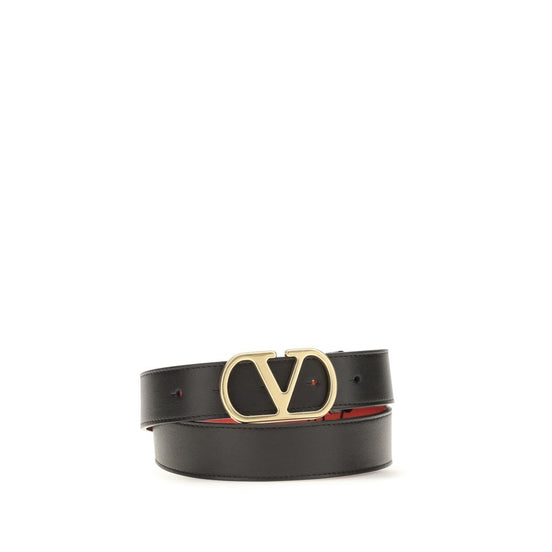 Valentino Garavani Black Calf Leather Bos Taurus Regular Belt