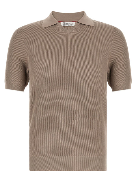 Brunello Cucinelli Brown Cotton Polo Shirt