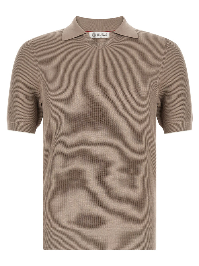 Brunello Cucinelli Brown Cotton Polo Shirt