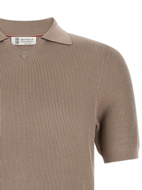 Brunello Cucinelli Brown Cotton Polo Shirt
