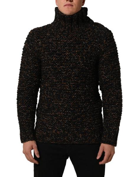 Dolce & Gabbana Brown Wool Knit Turtleneck Pullover Sweater
