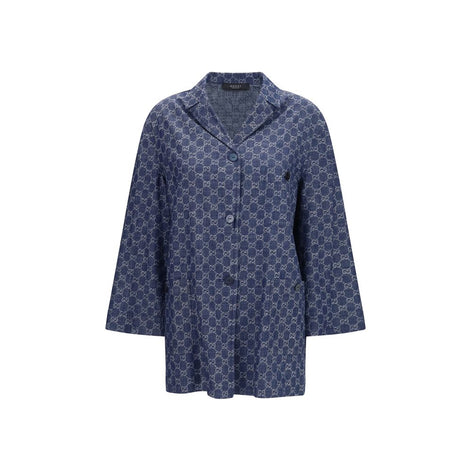Gucci Blue Cotton Full-Length Jacket