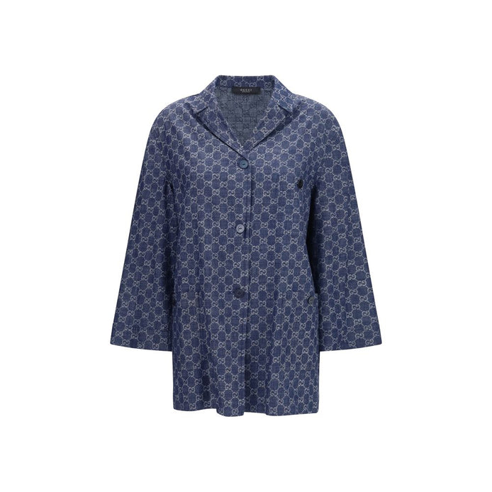 Gucci Blue Cotton Full-Length Jacket