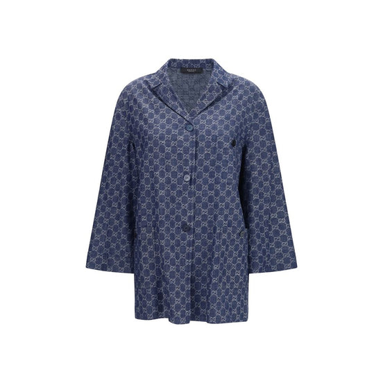 Gucci Blue Cotton Full-Length Jacket