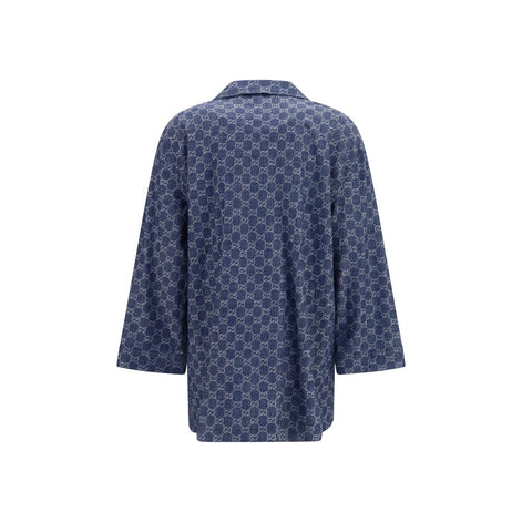 Gucci Blue Cotton Full-Length Jacket